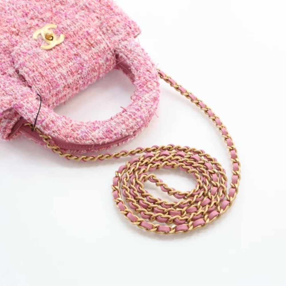 FULL SET AUTHENTIC Chanel 24P Kelly Shopping Bag Small Pink Tweed - Picture 11 of 15